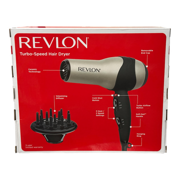 Revlon Perfect Heat Volumizing Turbo Styler Hair Blow Dryer with Diffuser, 1875w