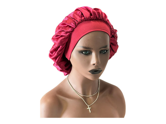 Large Silk Satin Bonnet Wide Band Reversible Hair Protector